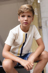 LEVV - Lichte T-shirt met verticale strepen