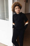LEVV - Zwarte hoodie met strepen op de mouwen