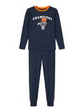 Name it - Donkerblauwe pyjama met basketprint