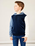 Name it - Colorblock hoodie met lichtblauwe kap