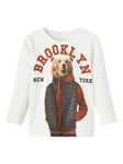 Name it - Witte T-shirt met lange mouwen met beer