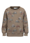 Name it - Lichtbruine sweater met tractors