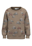 Name it - Lichtbruine sweater met tractors