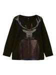 Name it - Kaki T-shirt met lange mouwen met hert