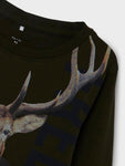 Name it - Kaki T-shirt met lange mouwen met hert