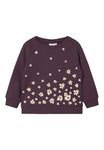 Name it - Bordeaux sweater met witte bloemetjes
