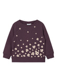 Name it - Bordeaux sweater met witte bloemetjes