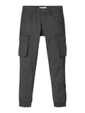 Name it - Donkergrijze broek met zijzakken