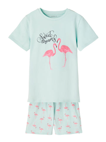 Name it - Muntgroene pyjama met flamingo's