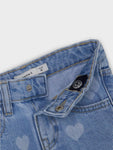 Name it - Blauwe jeansshort met hartjes