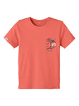 Name it - Koraalkleurige T-shirt met tropische opdruk op de borst