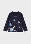Mayoral - Donkerblauwe (glow in the dark) T-shirt met lange mouwen