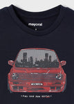 Mayoral - Donkerblauwe T-shirt met lange mouwen met auto