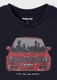 Mayoral - Donkerblauwe T-shirt met lange mouwen met auto