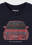 Mayoral - Donkerblauwe T-shirt met lange mouwen met auto