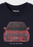 Mayoral - Donkerblauwe T-shirt met lange mouwen met auto