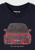 Mayoral - Donkerblauwe T-shirt met lange mouwen met auto